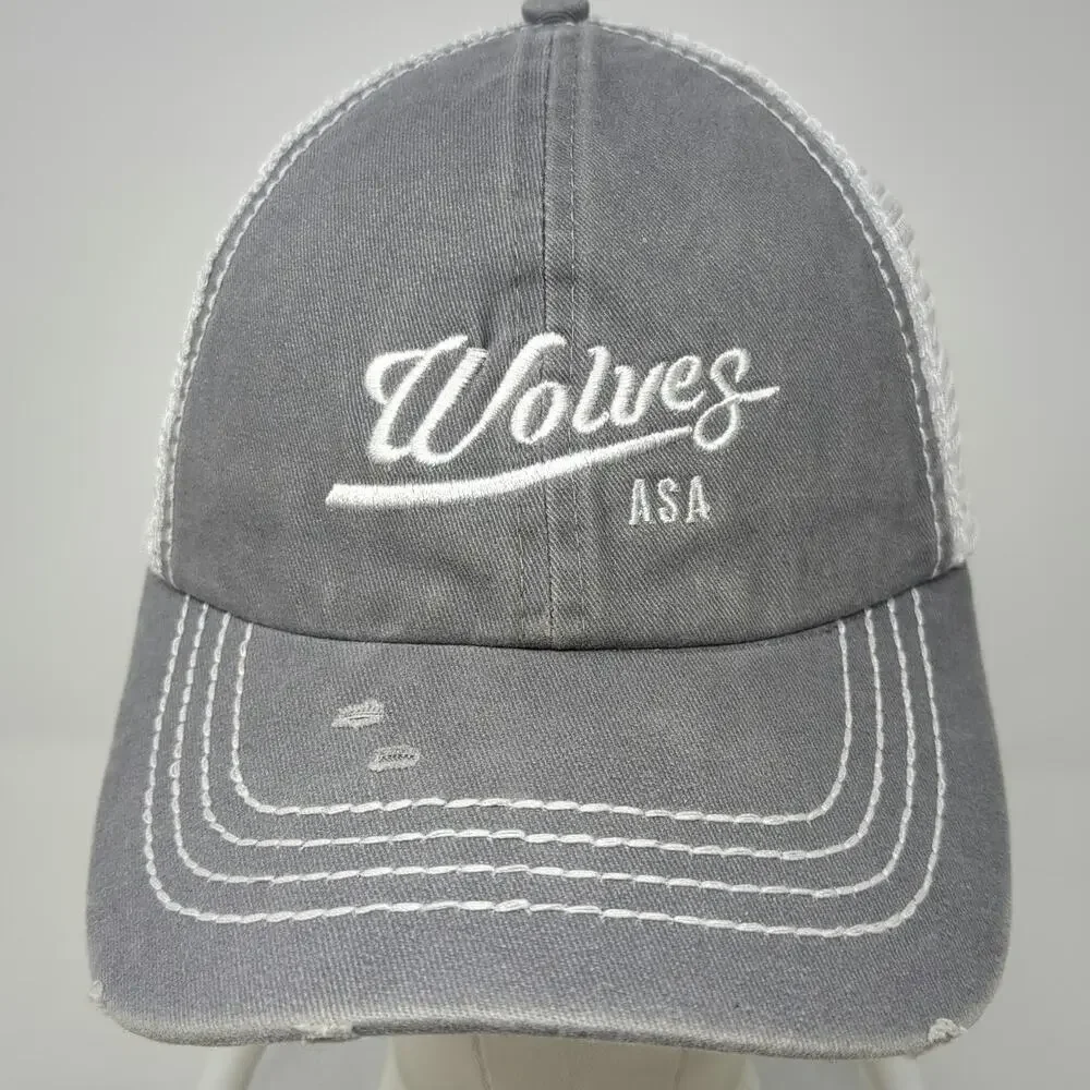 David and Young Trucker Hat Gray One Size Snapback Wolves ASA Mesh Distressed